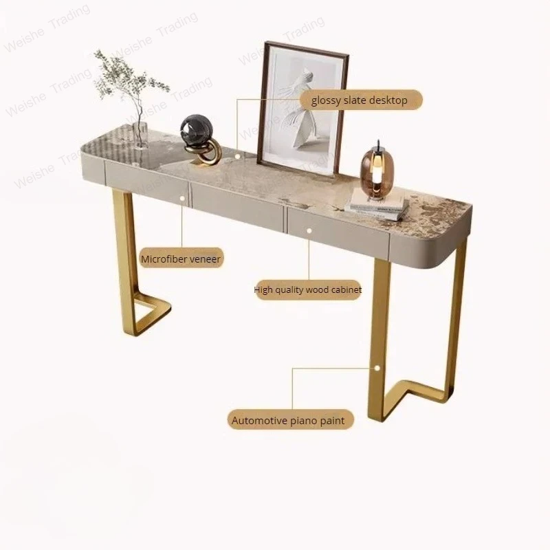 

Luxury Glossy Console Table For Hallway Living Room Slate Porch Side Table High-quality Drawer Cabinet Home Furniture 80/100/120