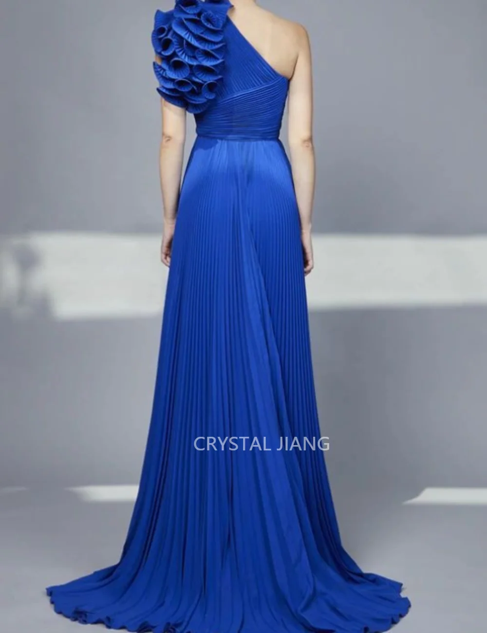 Classy Long One Shoulder Chiffon Evening Dresses Sleeveless A Line Ruffled Sweep Train Robe De Soiree 2024 New Arrival