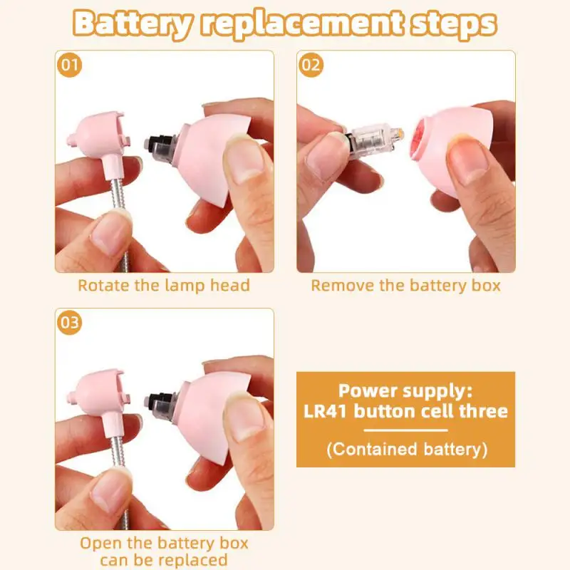 1pc Mini LED Flexible Night Light Adjustable Clip-On Study With Clip Desk Durable Lamp Battery Powered Light Bedroom Reading
