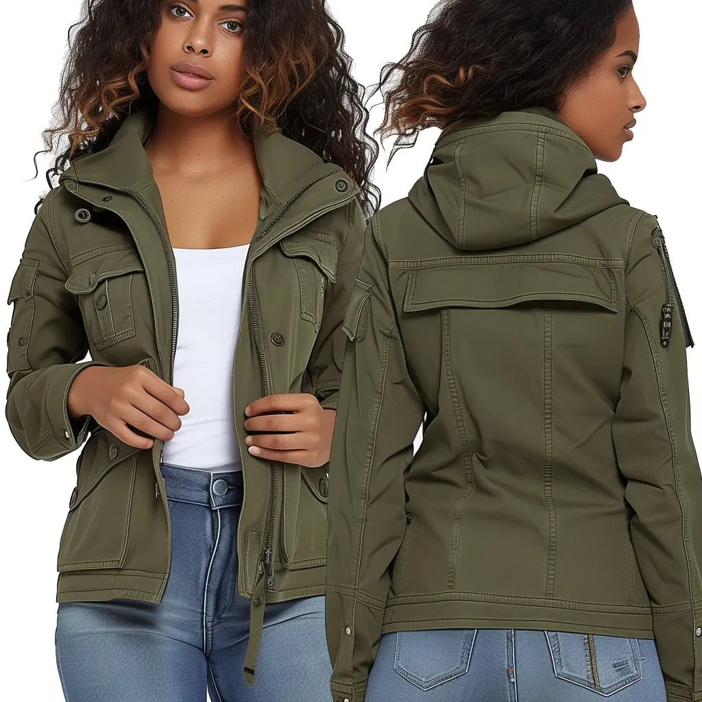 

Smr12383 Women's Hooded Denim Jacket Casual Fashion European American Style Platform New