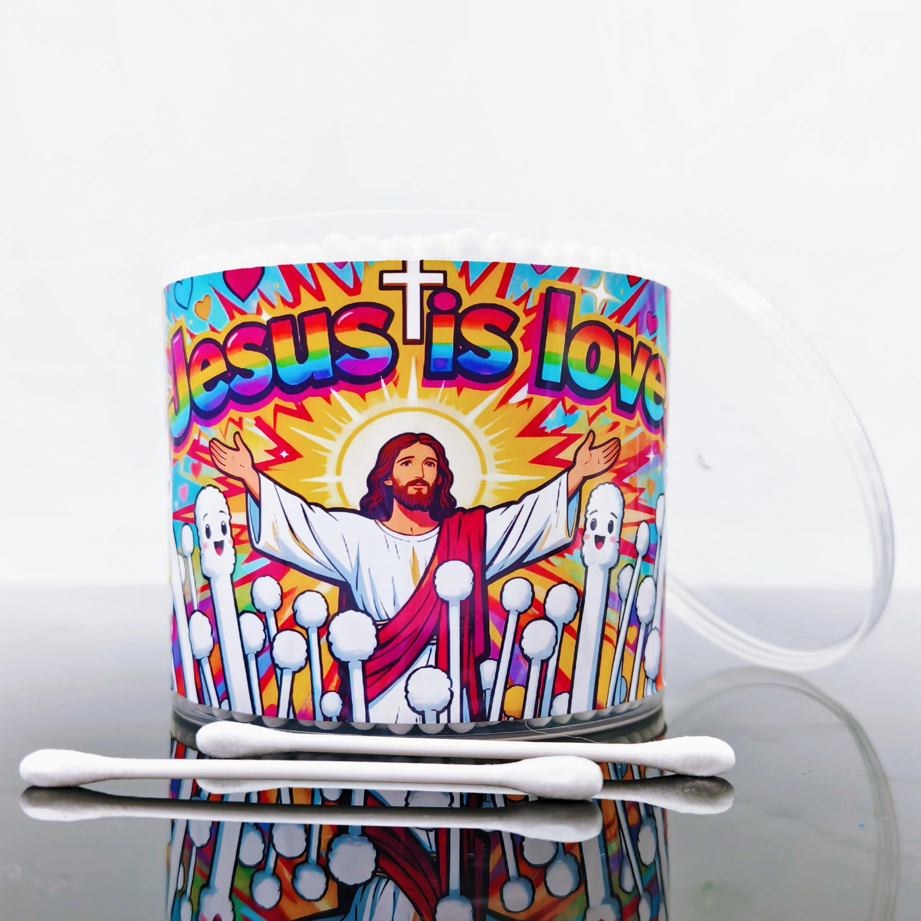 300 Stück/600 Stück Wattestäbchen mit religiösem Thema, Jesus Retter, kreative doppelköpfige Wattestäbchen, Jesus-Geschenk-Wattestäbchen
