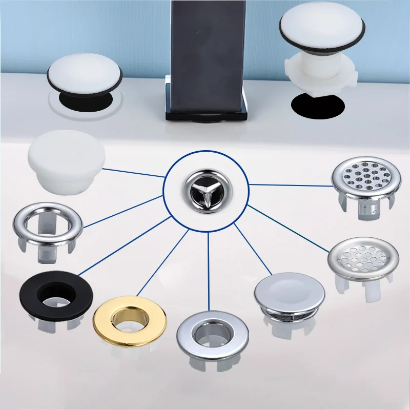 

2 Pack Durable Bathroom Sink Overflow Covers Easy Install Basin Drain Inserts for Home Restroom No Electricity Needed