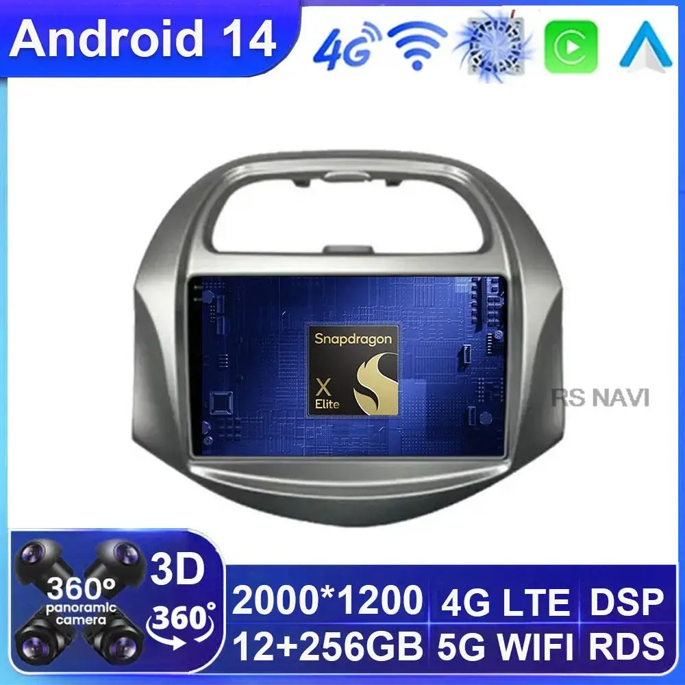 9 Inch Android 14 Car Radio For Chevrolet SPARK BEAT 2018 - 2019 Video WIFI 2K DSP Navigation GPS ADAS Multimedia AHD BT No 2din