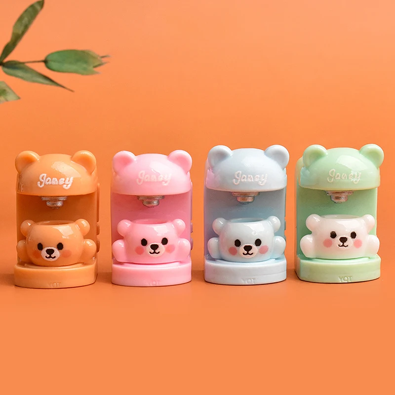 4Set Doll House Accessories Dollhouse Miniature Little Bear Cup Set Coffee Machine Home Appliances Decor Toy