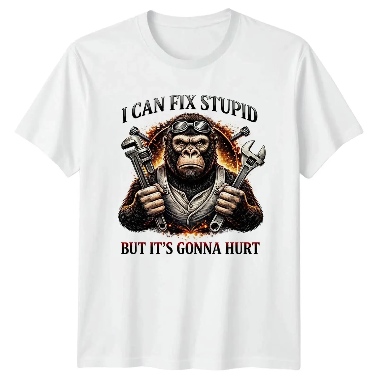 I Can Fix Stupid But Herren T Shirt lustig Mechaniker Werkzeug Vatertag Geschenk für Ihn vintage Washed Top For Everyday Wear