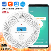 WiFi Tuya 2 In 1 Version CO & Smoke Detector LCD Display Carbon Monoxide Detector Home Living Room Shop Fire Alarm Smoke Sensor