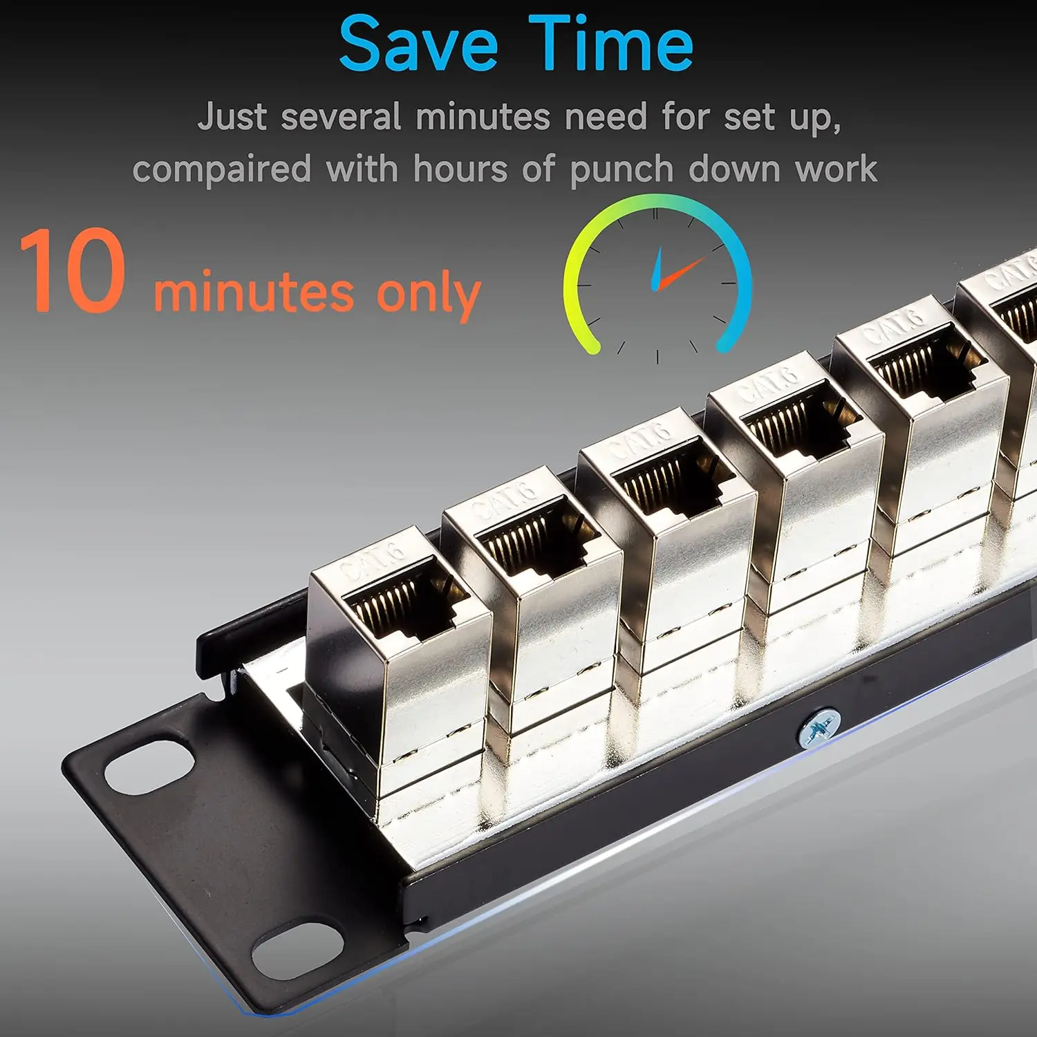 Natalink 24ポート RJ45 パッチパネル Cat6/Cat6a/Cat7 フィードスルー、RJ45 カプラー ネットワークパッチパネル 19インチ