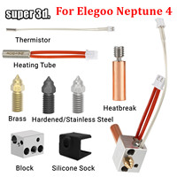 Elegoo Neptune 4 Nozzles Cartridge Heater 24V 50W Thermistor 0.4/0.6/0.8MM Hardened Steel High Speed Nozzle Hotend Upgrade Kit