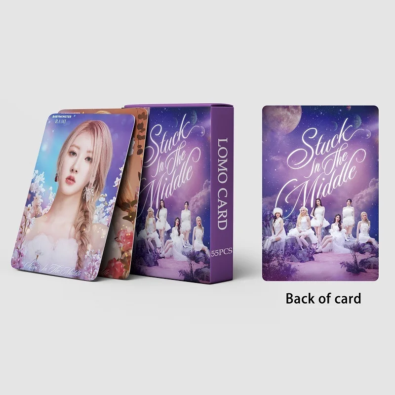 KPOP 55pcs/set Baby Monster Album Stuck In The Middle LOMO Card RAMI AHYEON HARAM RORA PHARITA CHIQUITA RUKA Postcard Photo Card