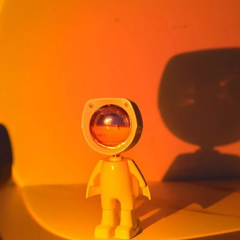 LED Sunset Light Astronaut Kids Toys Bed/Desk Light Rainbow Projection Night Light 360Degree Rotation Rechargeable Ambient Light