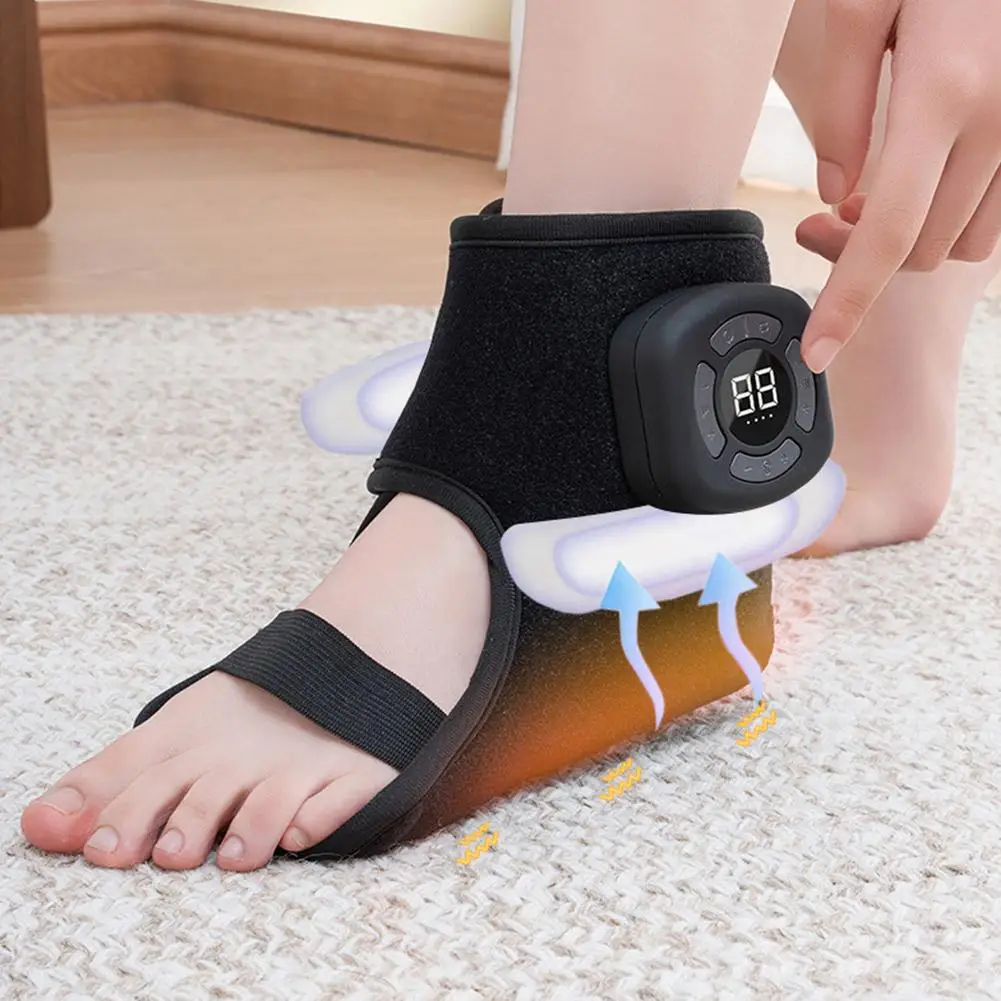1 قطعة مدلك الكاحل لتخفيف الآلام اللاسلكي لوحة التدفئة القابلة لإعادة الشحن للكاحل والقدم الاهتزاز تدليك القدم L5N7 #4