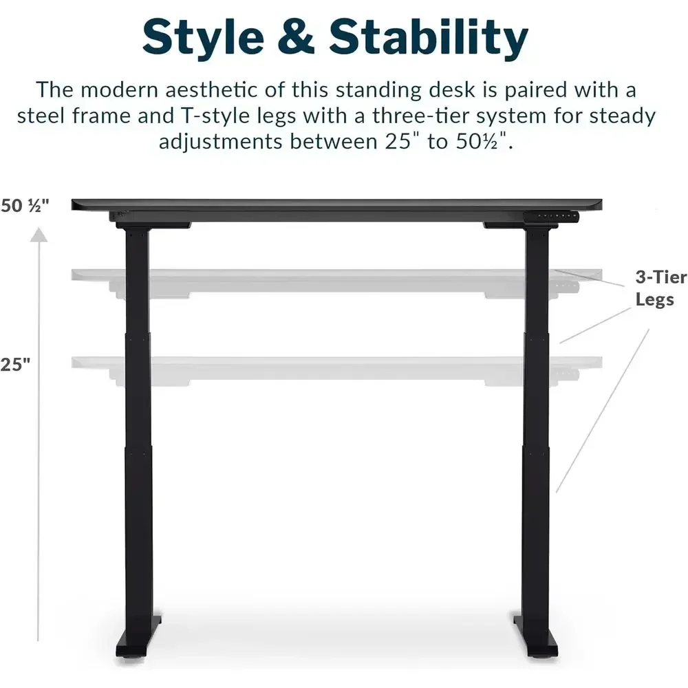 54x26 Dual Motor Electric Desk, Height Adjustable, Curved Edge, 4 Memory Presets, Easy Assembly, Cable Management, 200 lb Capaci