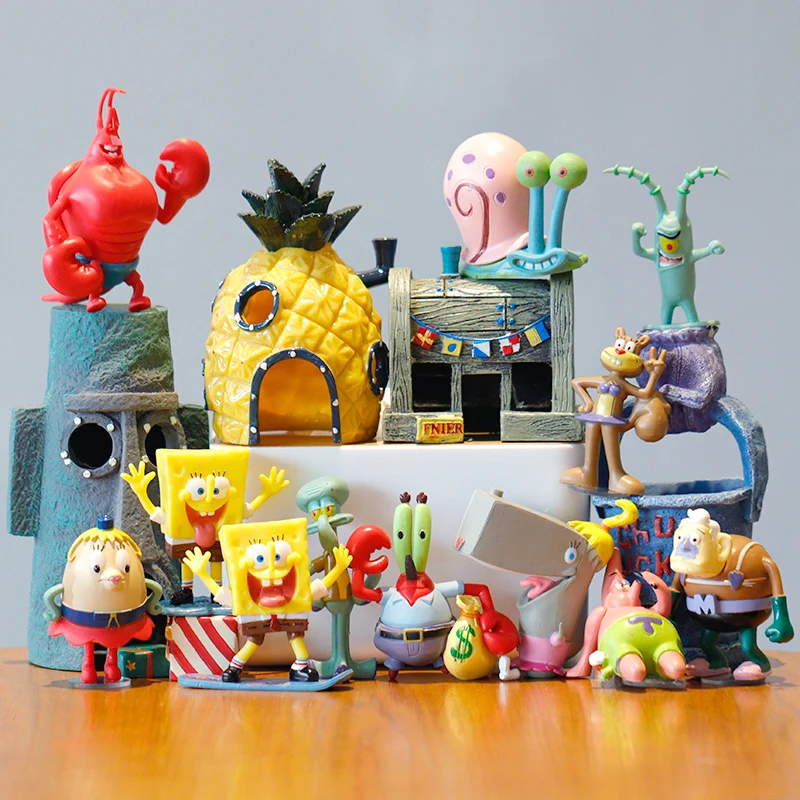 

Sponges Bobs Dolls Set for Children Sponges Bobs Figurine Collection Cartoon Toys Model Decoration Birthday Gift