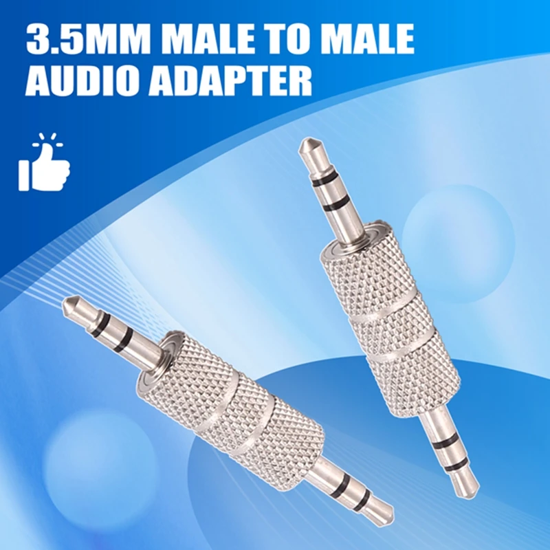 2 unidades 3,5 mm estéreo macho para 3,5 mm macho adaptador de áudio para fone de ouvido conector acoplador