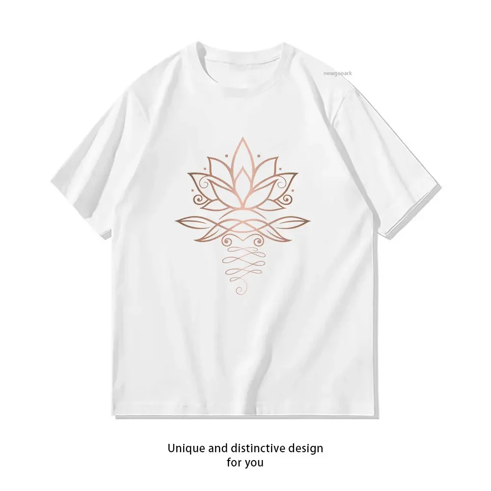 Lotus flower rose gold yoga Classic T-Shirt woman man Casual cotton printed t shirts Creative streetwear camisetas tops