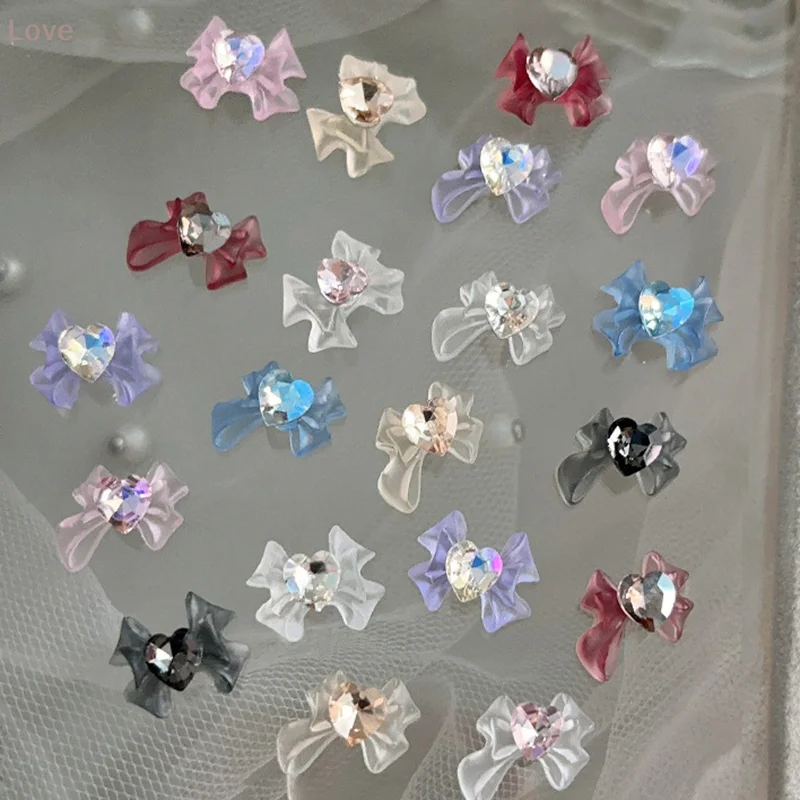 [L & P] 5 قطعة أجزاء القوس الراتنج الشريط مسمار السحر القوس حجر الراين مجوهرات الإكسسوار DIY بها بنفسك مانيكير ديكورا