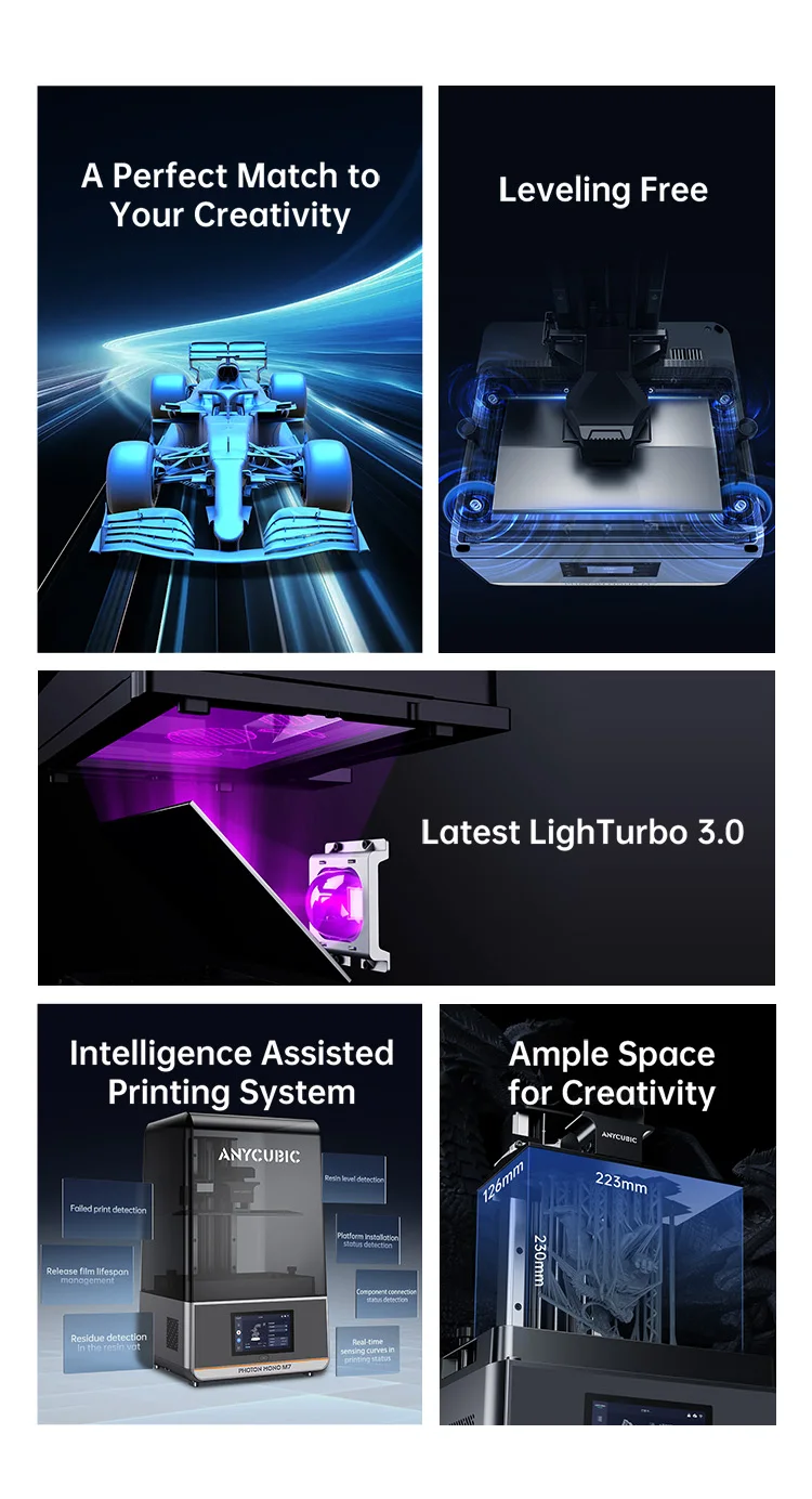 ANYCUBIC Photon Mono M7 14K Mono MSLA 3D Printer 10'' 14K LCD Resin 3D Printer Speed Up to 150mm/h Printing Size 223*126*230mm