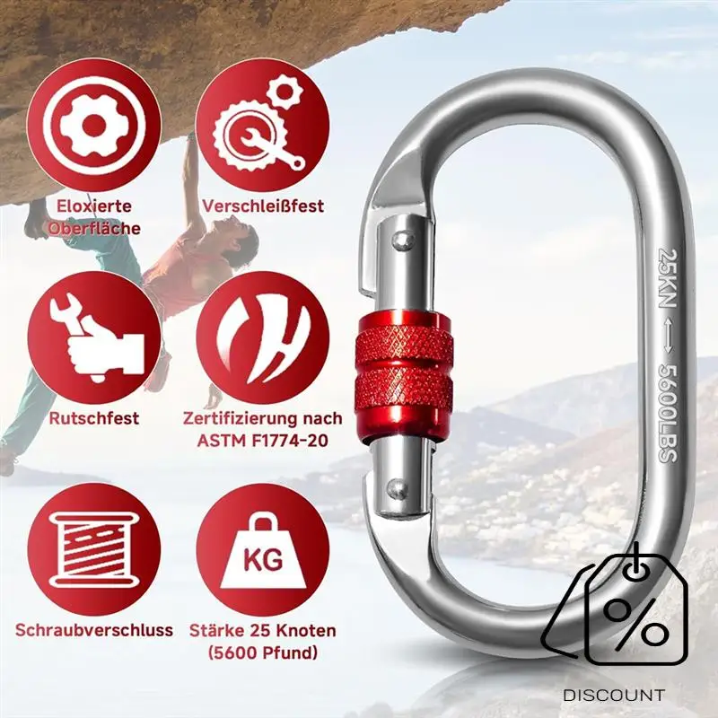 BAAG-2Pcs Carabiner Hooks 25 KN,O-Shaped Carabiner Hooks,Heavy Duty Safety Carabiner,carabiner สําหรับโยคะ,เปลญวน,Camping