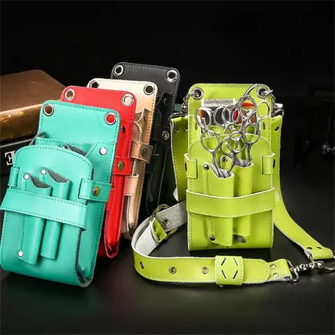 전문 헤어 가위 가방 빗 가방 살롱 거치대 가방 미용 도구, 탈착식 벨트 헤어 스타일링 도구, 5 포켓 허리 팩