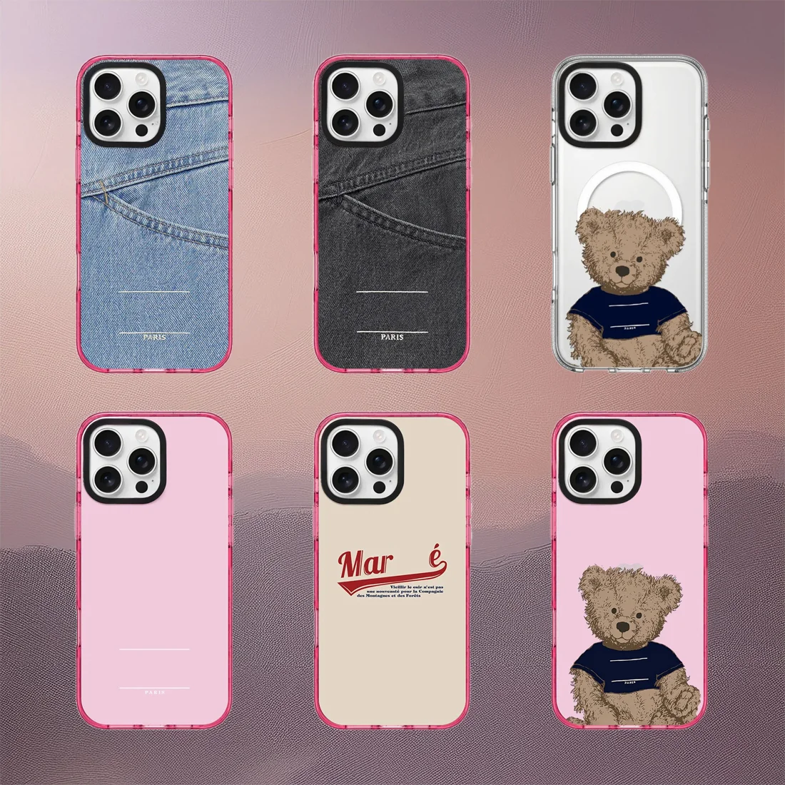 

Acrylic Pink Frame Magnetic Protective Case for iPhone 16, 15, 14, 13, 12 Pro Max