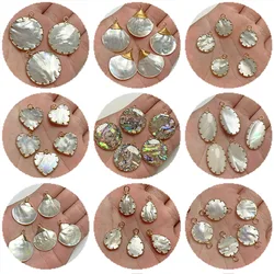 2pcs/Set New Natural Mother-of-pearl Shell Pendants Reiki Heal Charms for Summer Fashion Boho Jewelry Making Necklace Earrings