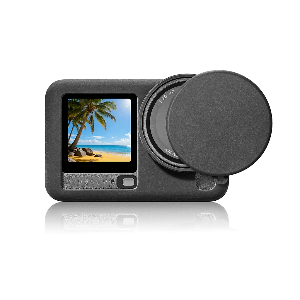 Silikon-Schutzhüllen-Set für die DJI Osmo Action 6 Kamera mit Objektivdeckel und Handschlaufe für schnellen Batteriezugriff, kratzfest und stoßdämpfend. – Detail 5