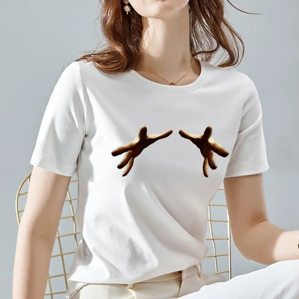 Women's White Classic Daisy 3D Print O-neck T-shirt Street Fashion Casual Wear Polyester Fabric Summer Style Youth Commuter Top