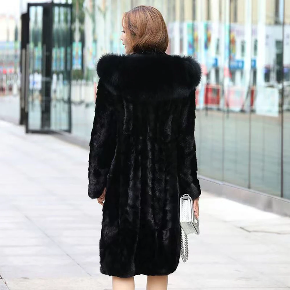 

Natural Mink Fur Hooded Long Coat Women Luxury Winter Jackets Fashion Womans Clothing New in Jackets 2025