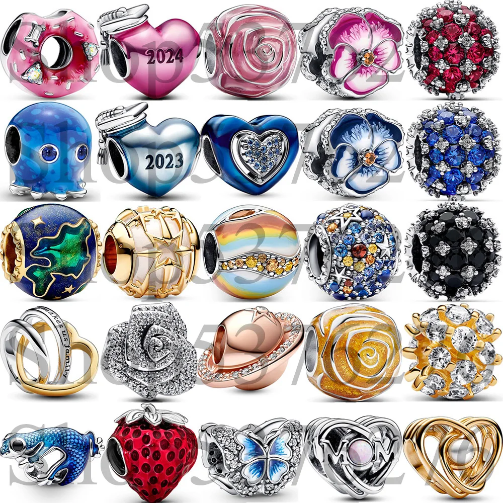 925 Sterling Silver Bead Mercury Venus Earth Mars Jupiter Saturn Round Charm Fit Fashion Women Bracelet Bangle Gift DIY Jewelry