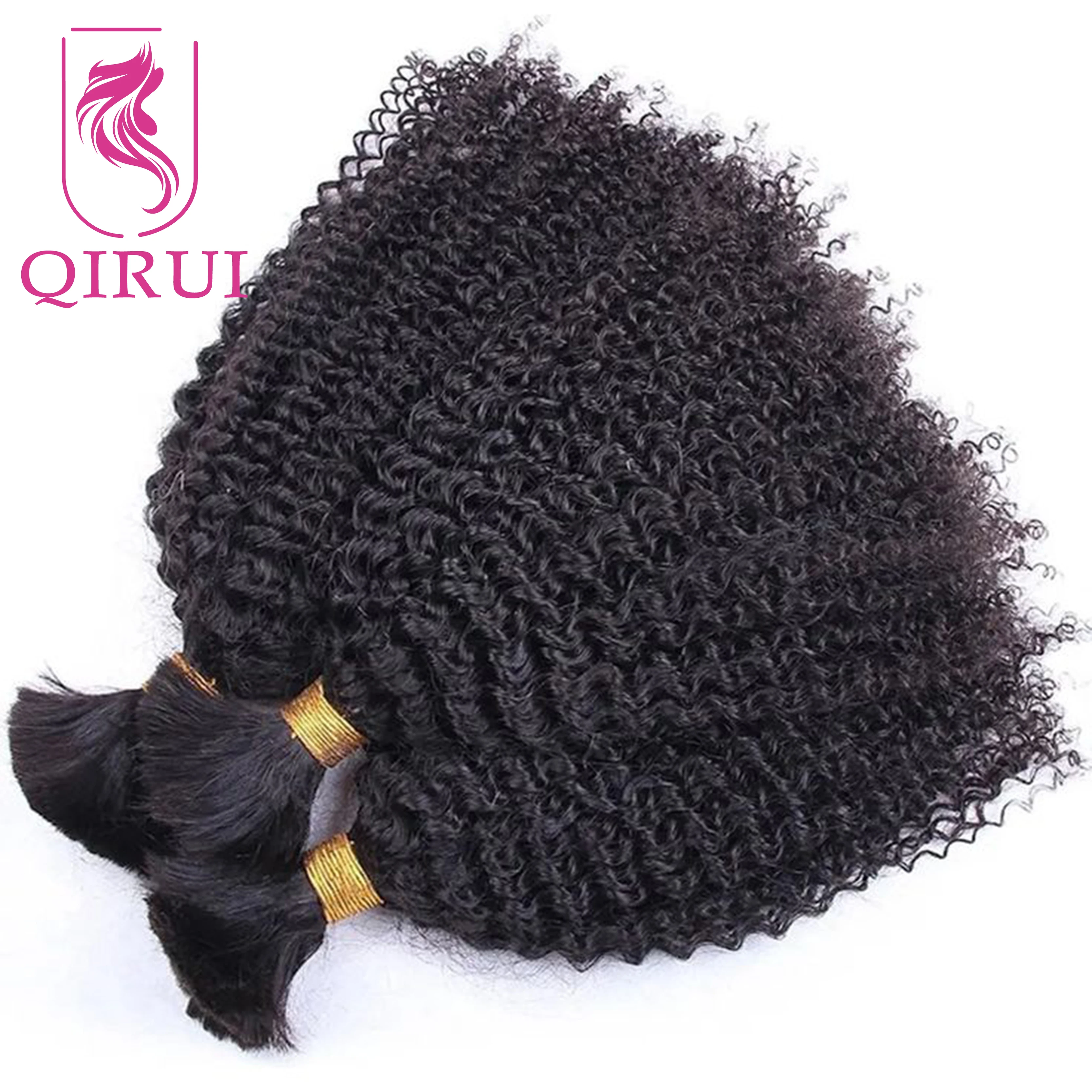 Capelli umani sfusi per intrecciare i capelli umani birmani ricci Afro crespi senza trama estensioni dei capelli con trecce Boho a doppia estremità