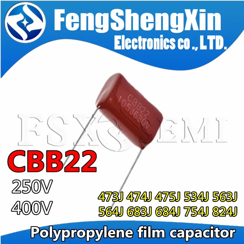 10pcs CBB22 CBB21 polypropylene film capacitor 250V 400V 0.047UF 0.47UF 4.7UF 473J 474J 475J 534J 563J 564J 683J 684J 754J 824J
