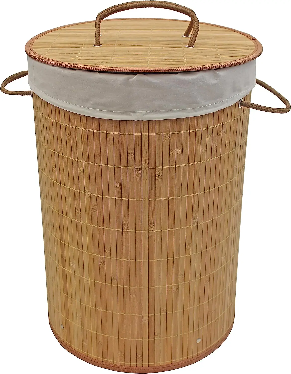 

！@Combohome Customized Size Round Foldable Laundry Nature Bamboo Laundry Basket