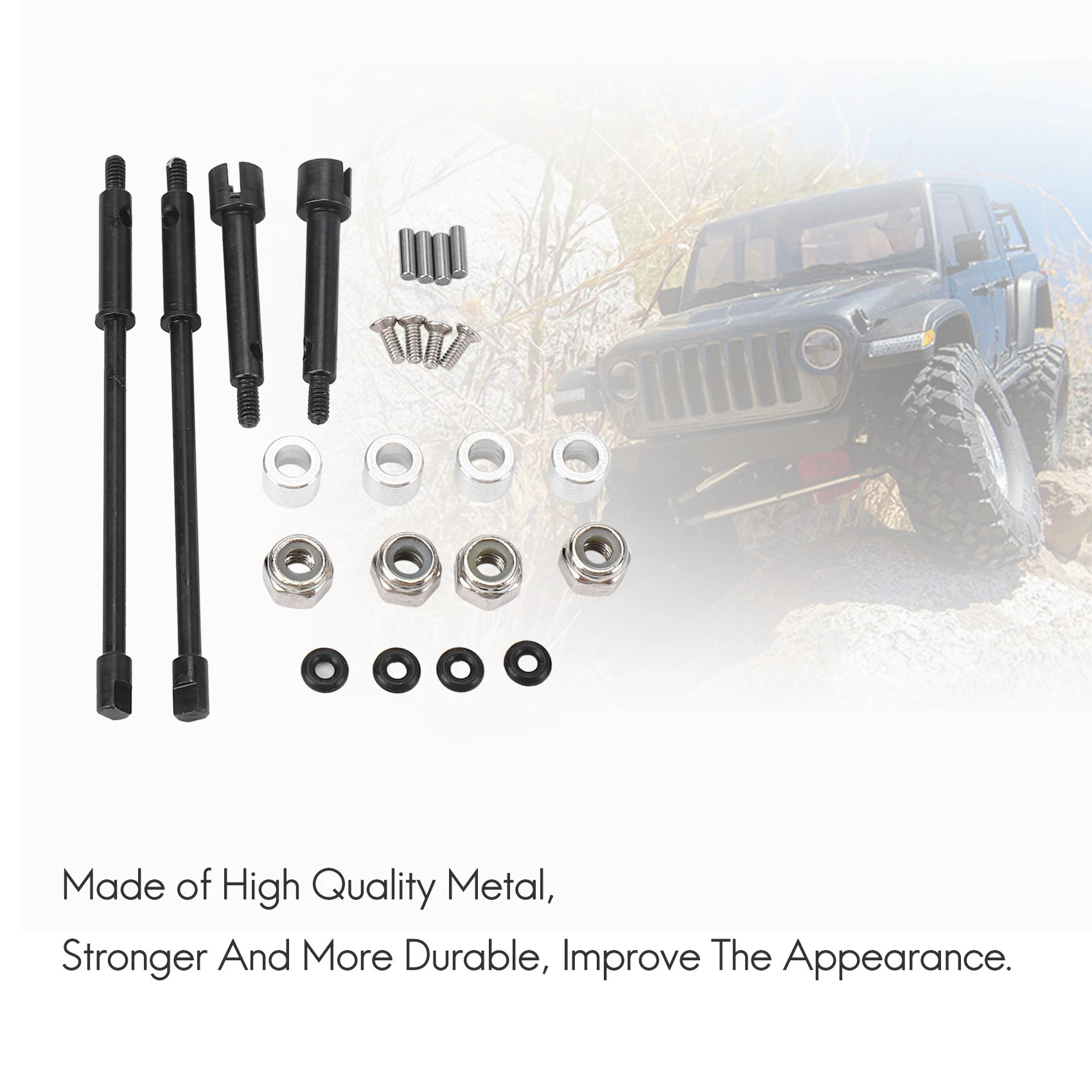 A04F-4Mm Allargare In Acciaio Drive Stub Assi CVD Giunto Albero Motore Parti di Aggiornamento Per 1/24 RC Crawler Axial SCX24 90081 Accessori