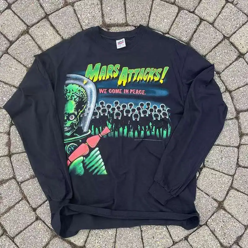 

Rock Goth Fashion Men's Punk Grunge Hip Hop Rap vintage Letter Print Short T-Shirt Casual Oversized Y2K Cotton Streetwear