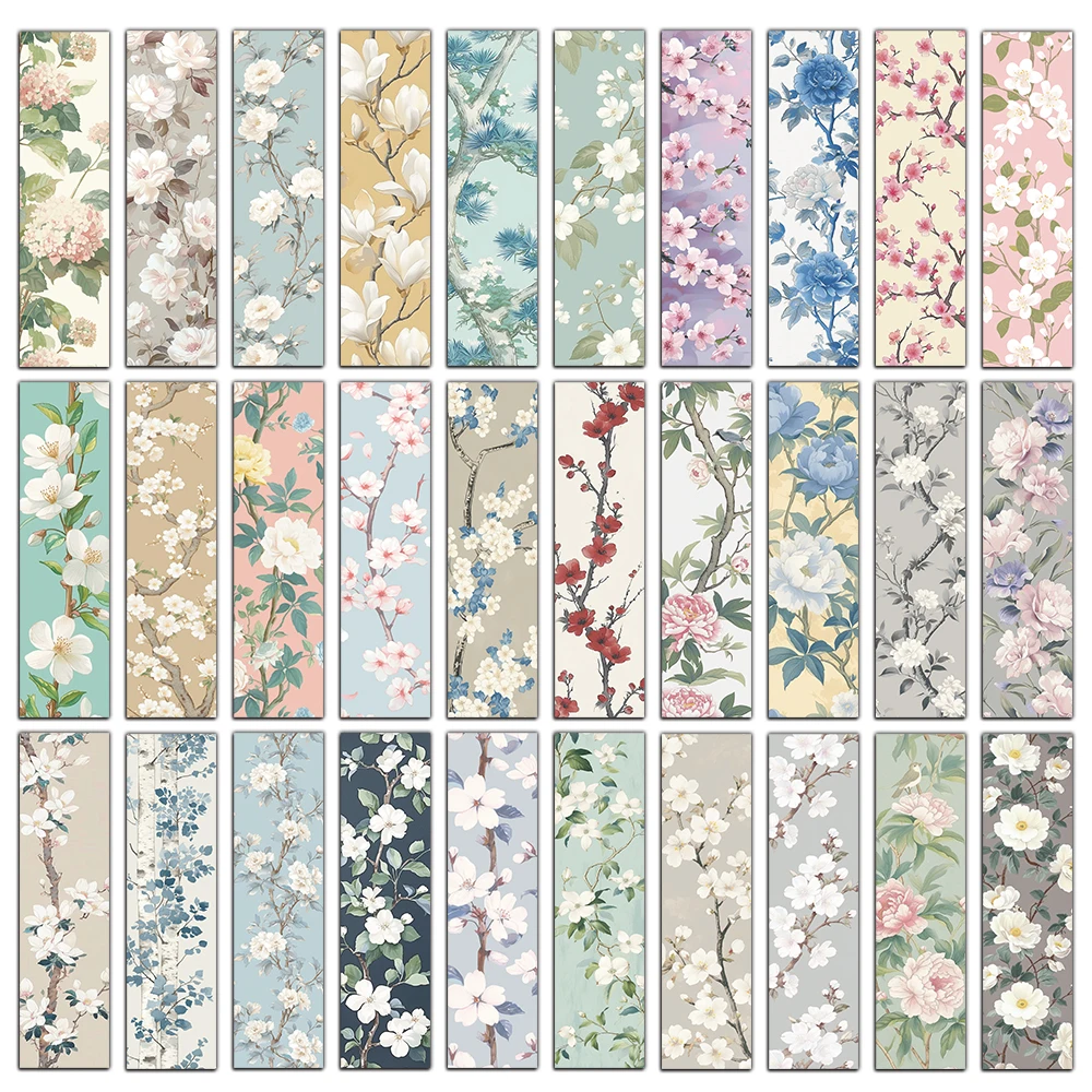 30PCS Small Fresh Classical Flower Bookmarks Flower Decoration Reading Books Marking Creative Cards