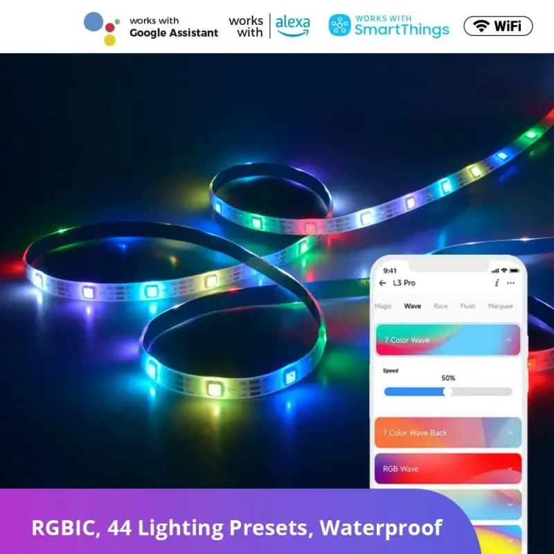 

Светодиодная лента SONOFF L3 с Wi-Fi для умного дома, гибкая светодиодная RGB лампа 5 м, Рождественское украшение, танцы с музыкой, работает с Alexa