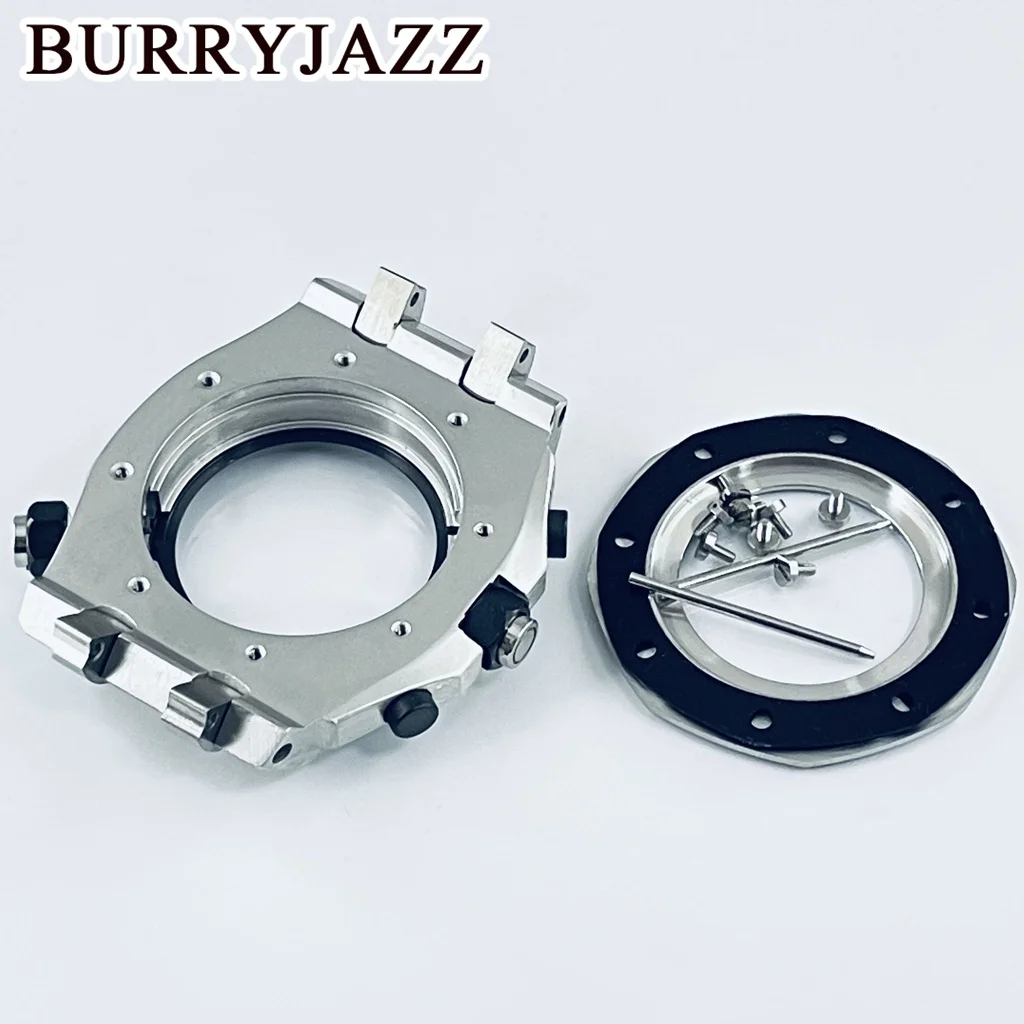 BURRYJAZZ 42 мм серебряный корпус VK63 кварцевые часы с хронографом VK63A Coaetd стеклянный корпус для часов