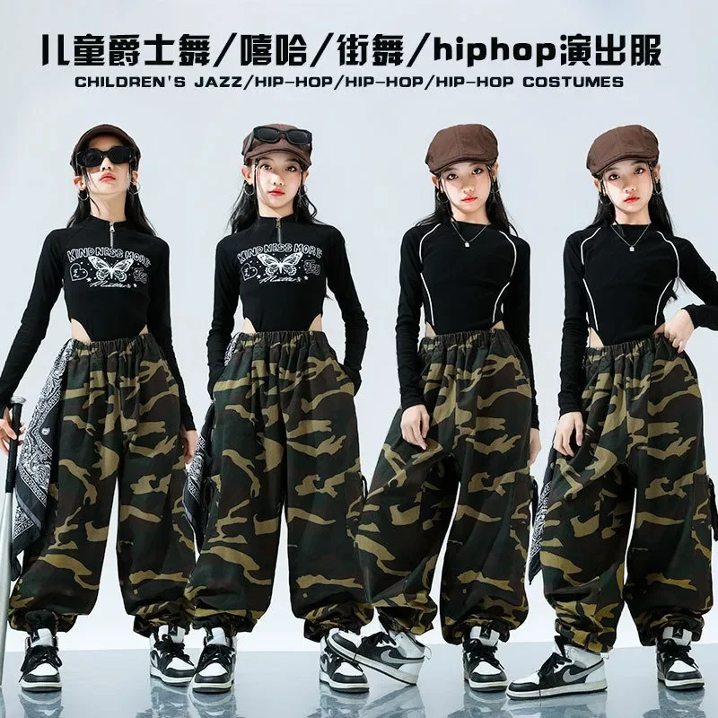 Girls Jazz Clothing, Hip Hop Camouflage Pants Jazz, Walk Show Dance Clothing, Children's Hiphop Fashion Suit