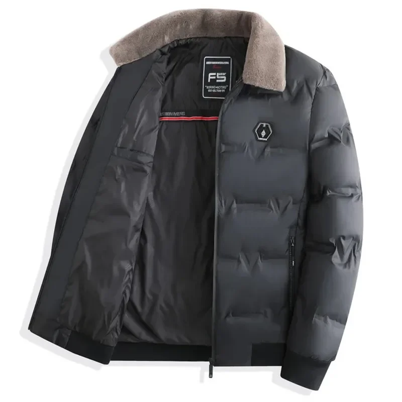 Giacca invernale da uomo in cotone addensato giacca in cotone con colletto in velluto antivento a prova di freddo maschile Design caldo parka abbigliamento capispalla