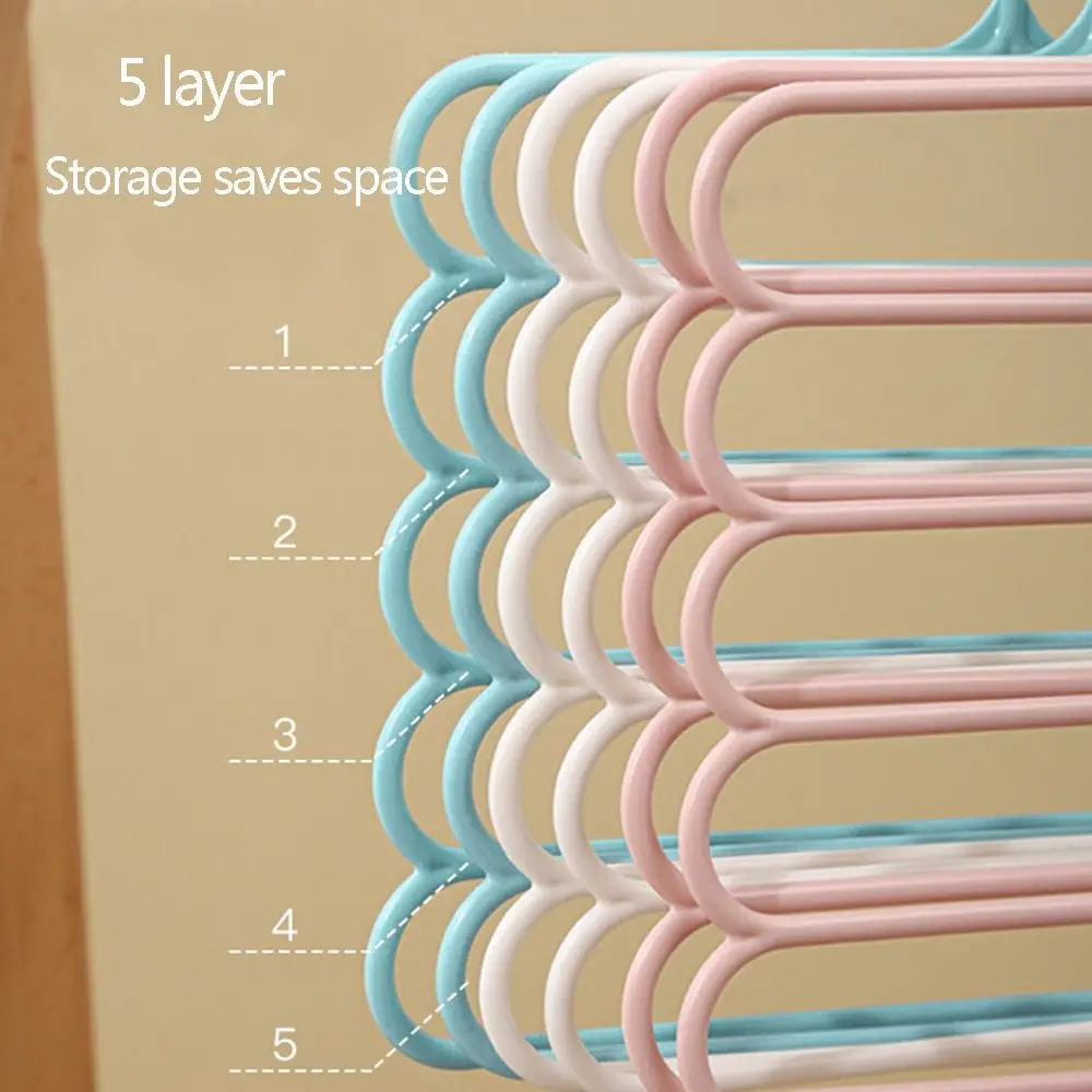 5 Layers Trousers Hangers Household Multi-layer Thickened Clothes Storage Holders Multifunctional Pants Towel Scarfs Racks