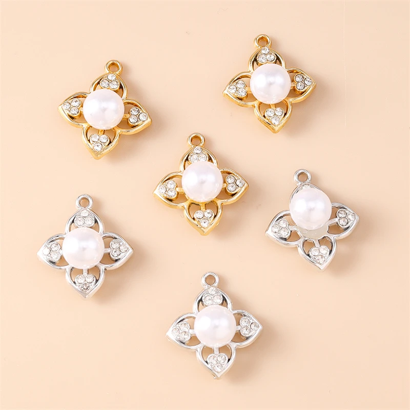 

20pcs 18x21mm Cute Crystal Pearl Flower Charms Pendants for Jewelry Making Drop Earrings Necklaces Bracelets DIY Crafts Supplies