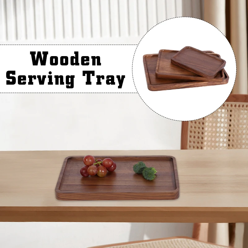 

Wooden Serving Tray Square 1Pcs Plate Tableware Food Tea Server Kitchen Dishes Fruit Tray Snack Tray Dining Room