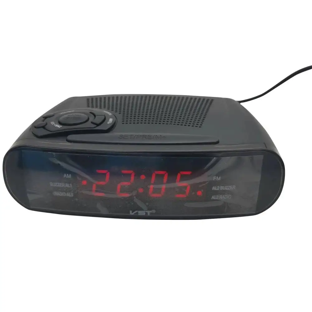 Alarm Clock Radio With AM/FM Digital LED Display With Snooze Battery Backup Function(EU Power)