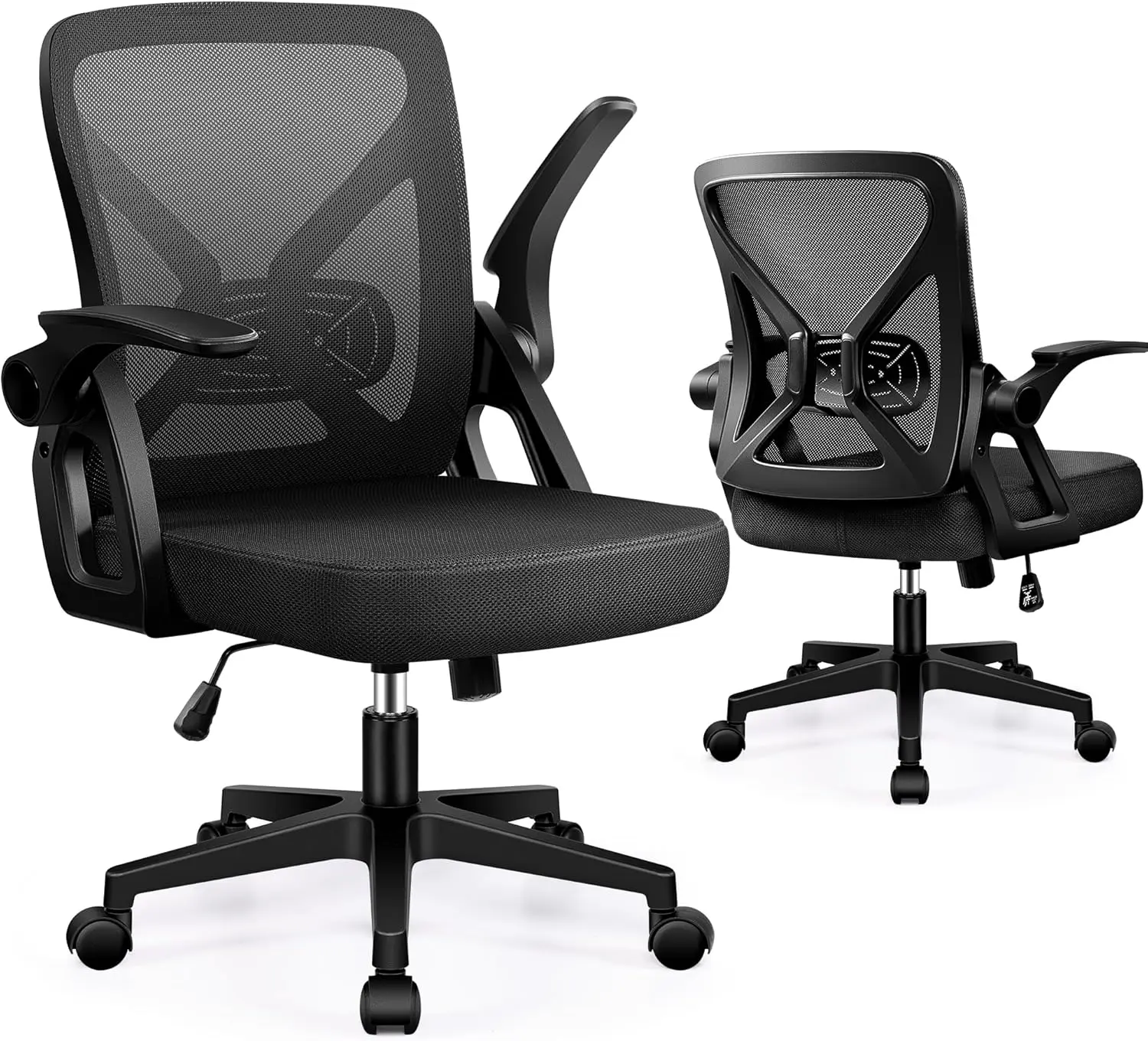 

Office Chair - Ergonomic Desk Chair Breathable Mesh Task with Wheels and Lumbar Support Home Desk Office Chairs with Flip up Arm