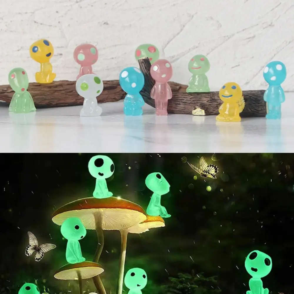 10PCS Halloween Decorations Alien Glowing Figurine Plant Decoration Props Garden Decoration Micro Landscape Ornaments Mini