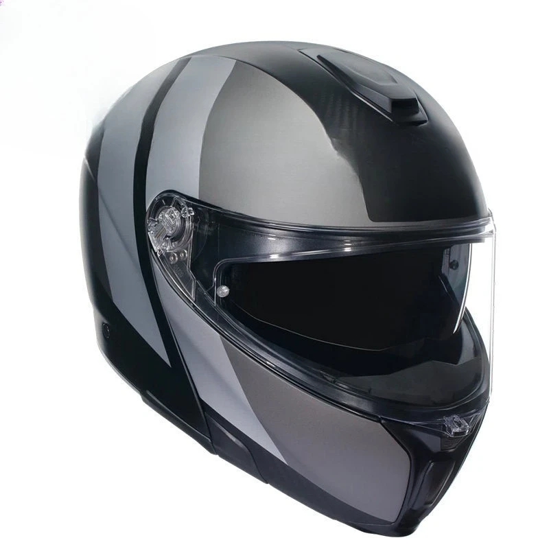 Carbon fiber peeling  men's and women's anti-fog motorcycle racing double lens full helmet four-season