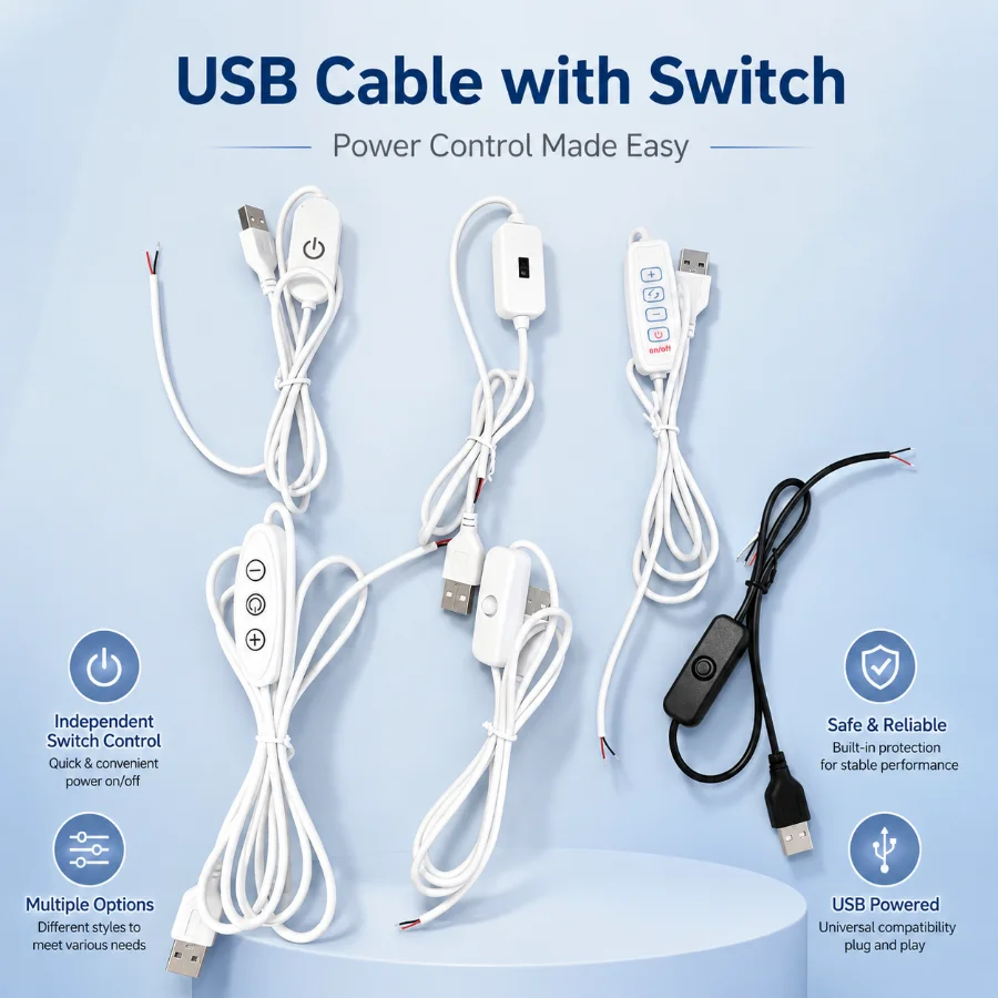 10~1PCS USB Switch Power Supply Wire Connection Cable Button Hand Scan Touch Dimmable ON OFF for Chip LED Light Strip Lamp Bulb