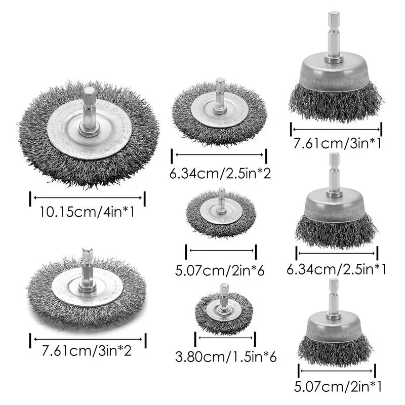 Wire Brush Wheel Cup Brush Set Wire Brush For Drill Hex Shank Coarse Crimped Wire Wheel Drill Wire Brush Wire Brushes For Clean