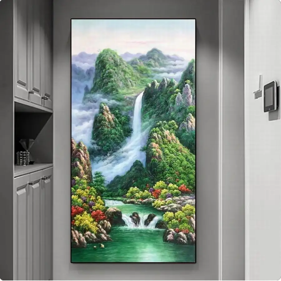 Fullcang kit di pittura diamante di grandi dimensioni fai da te la grande parete della cina ricamo a mosaico completo immagine a cascata di paesaggi