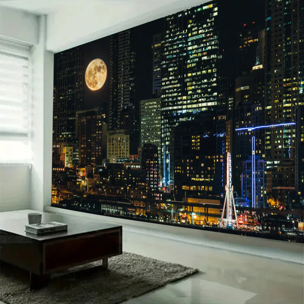 

Гобелен с городским ночным видом, настенная ткань, украшение стены в стиле хиппи, гостиная, спальня, богемное эстетическое украшение дома